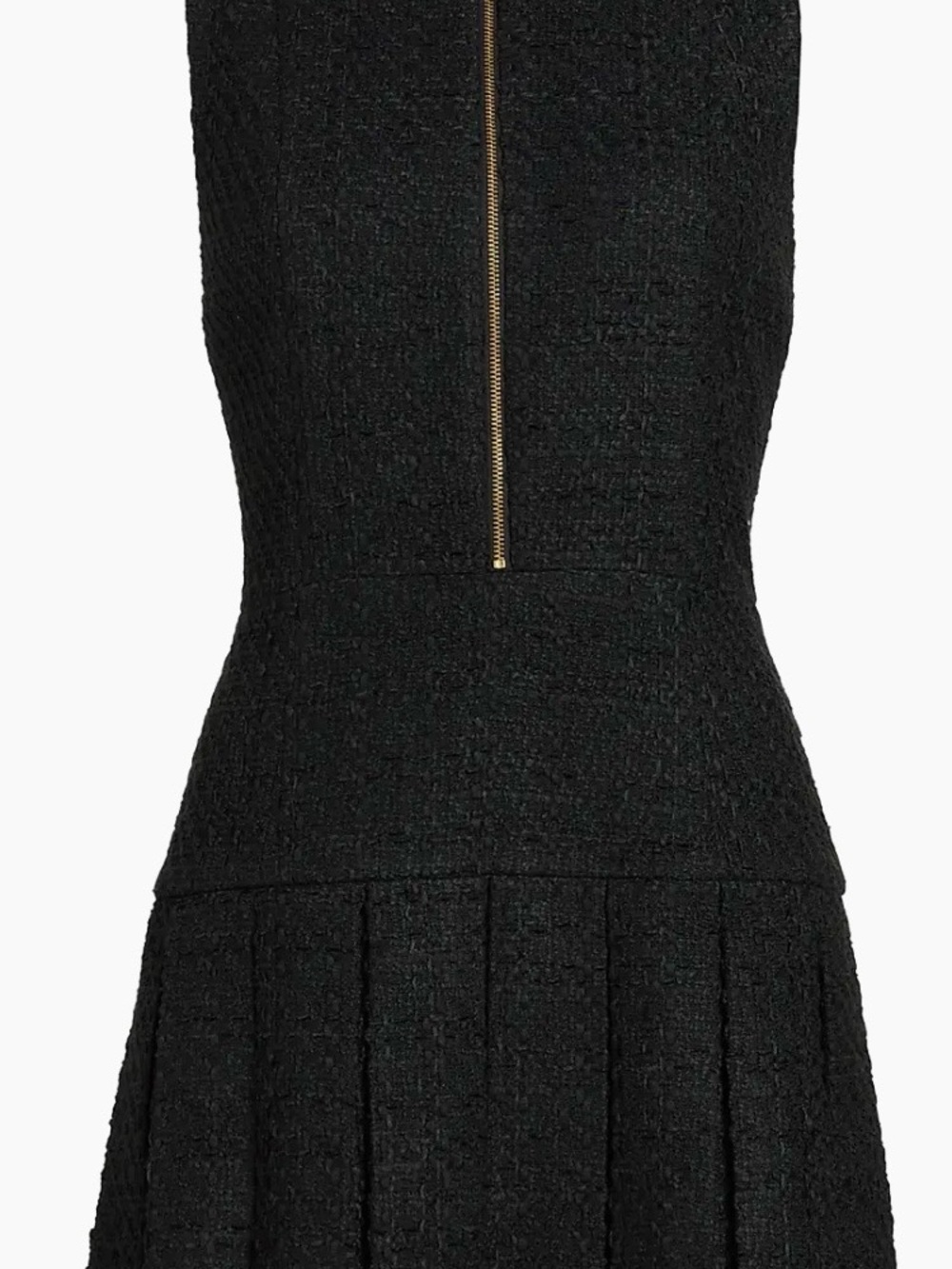 Alice + Olivia Black Textured Mini Dress with Gold Zip Detail